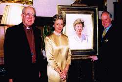 A photograph of the unveiling ceremony of a painting of Her Royal Highness the Duchess of Gloucester
