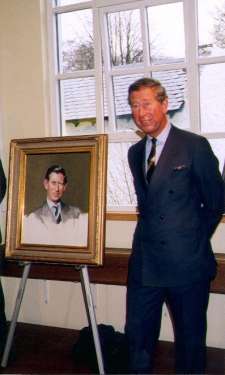 A photograph of His Royal Highness, The Prince of Wales, unveiling his portrait at the Gordon Highlanders Museum, Aberdeen.