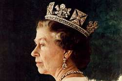 Richard Stones Portrait of Queen Elizabeth II wearing a Tiara, The painting was exhibited in the Victoria & Albert Museum