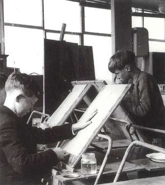 A photograph of Richard aged eleven (on right) in the art room