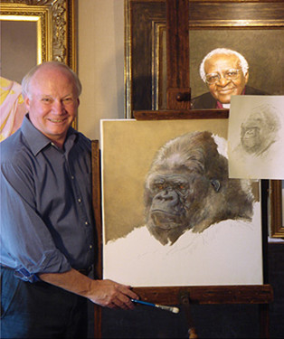 Richard Stone with Koko's portrait